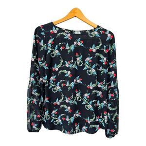 Lauren Conrad Disney Snow White Black Sheer Top Blouse Size S Sequined Apples